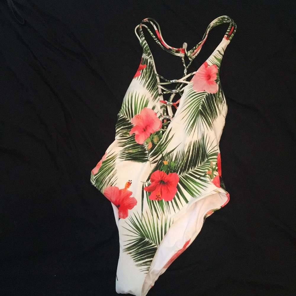 One piece floral swim suit